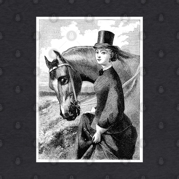 Vintage horsewoman engraving by PAULsPRINT